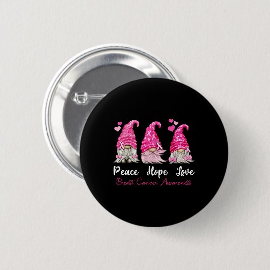 Drei Gnomes Peace Hope Liebe Brustkrebs Awarene Button (Vorne & Hinten)