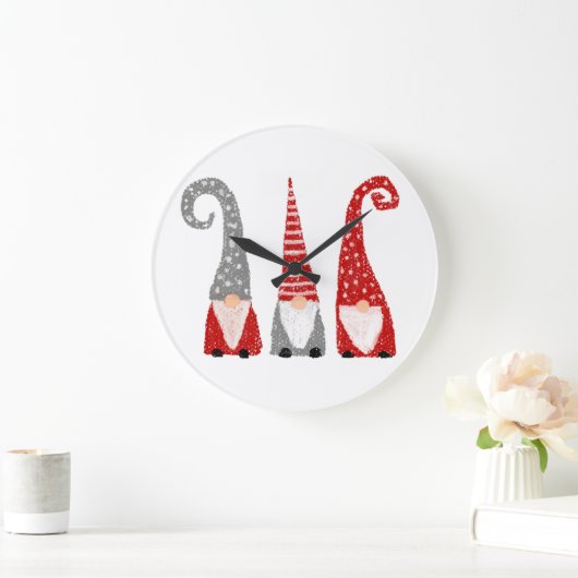 Drei Gnomes Weihnachtsgeschmack Große Wanduhr (Zuhause)