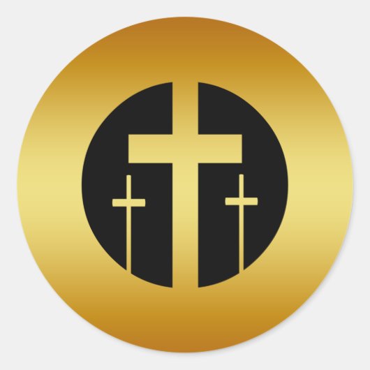 DREI GOLD CROSSES RUNDER AUFKLEBER (Vorderseite)