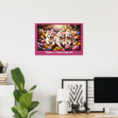Drei Golden Retriever Welpen mit Blume Poster (Heimbüro)