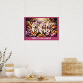 Drei Golden Retriever Welpen mit Blume Poster (Küche)