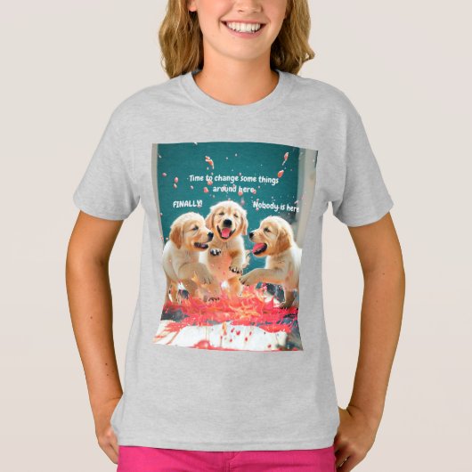 Drei goldene Retriever Welpen T-Shirt (Vorderseite)