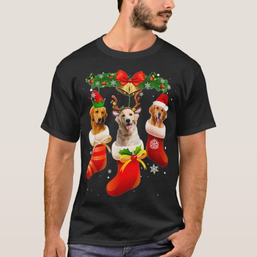 Drei goldene Retrievers in Socken Weihnachten Paja T-Shirt (Vorderseite)