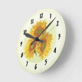 Drei goldene Sonnenblumen Runde Wanduhr (Winkel)