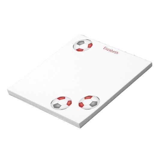 drei graue Fußballbälle personalisiert Notizblock (Rotiert)