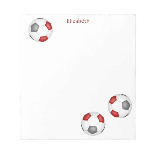 drei graue Fußballbälle personalisiert Notizblock (Vorderseite)