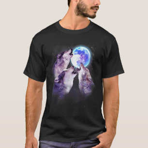 Drei graue Wölfe heulen den Mond an 3 Wölfe Weltra T-Shirt