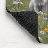 Drei graue Wolfswelpen, die auf Unfug warten Mousepad (Ecke)