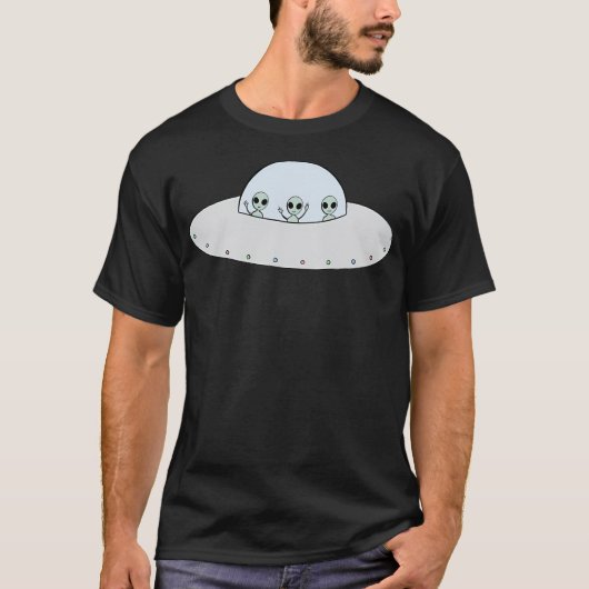 Drei Graustufen in einem Ufo T-Shirt (Vorderseite)