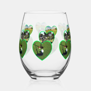 Drei Green Golf Hearts Design, Weinglas Ohne Stiel
