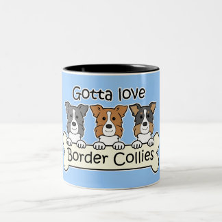 Drei GrenzCollies Zweifarbige Tasse