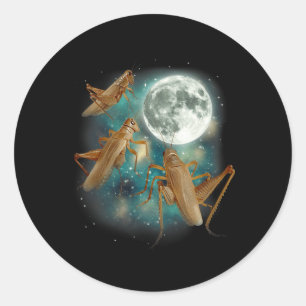 Drei Grillen Mond 3 Insekt Heulendes Meme Magie ve Runder Aufkleber