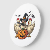 Drei grimmige Halloween-Bauer Große Wanduhr (Winkel)