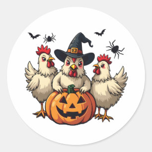 Drei grimmige Halloween-Bauer Runder Aufkleber