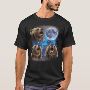 Drei Grizzlybären, die an der Mond-Weißen Meme heu T-Shirt