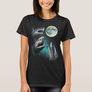 Drei große weiße Haie heulen zum Mond 3 Wolfs Funn T-Shirt
