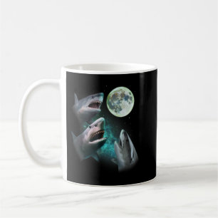 Drei große weiße Haie Howl am Mond 3 Wolfs Funn Kaffeetasse