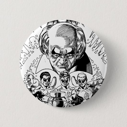 Drei grüne Laternen-Comic-Abdeckung, Schwarzweiss Button (Vorderseite)