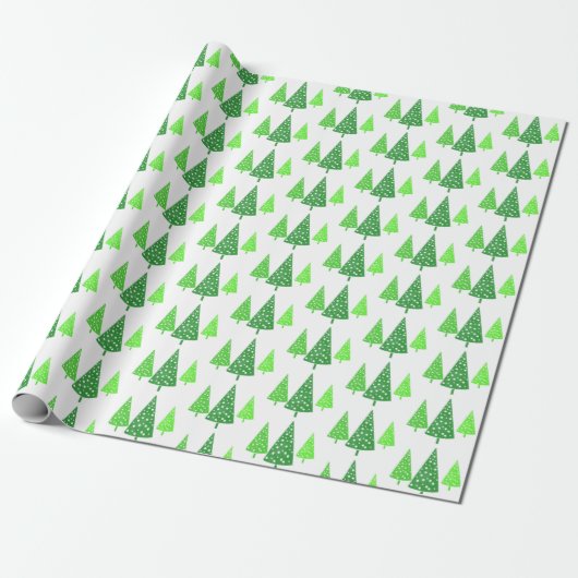 Drei Grüne Wasserfarben Polka Dot Trees Geschenkpapier (Ungerollt)