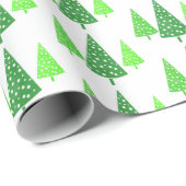 Drei Grüne Wasserfarben Polka Dot Trees Geschenkpapier (Rolleneckpunkt)