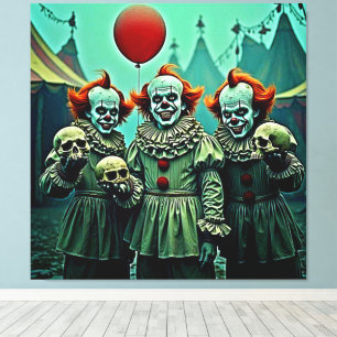 Drei gruselige Clowns Skull Few Design Leinwanddruck