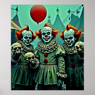 Drei gruselige Clowns Skull Few Design Poster