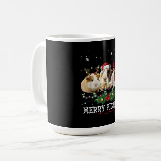 Drei Guinea Schweine Weihnachtslicht Weihnachtsman Kaffeetasse (Vorderseite Links)