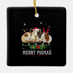Drei Guinea Schweine Weihnachtslicht Weihnachtsman Keramikornament