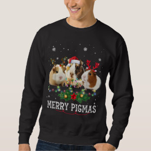 Drei Guinea Schweine Weihnachtslicht Weihnachtsman Sweatshirt