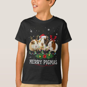 Drei Guinea Schweine Weihnachtslicht Weihnachtsman T-Shirt