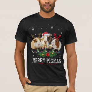 Drei Guinea Schweine Weihnachtslicht Weihnachtsman T-Shirt