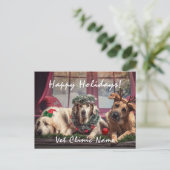 Drei gute Hunde Tierarzt Weihnachten Postkarte (Stehend Vorderseite)