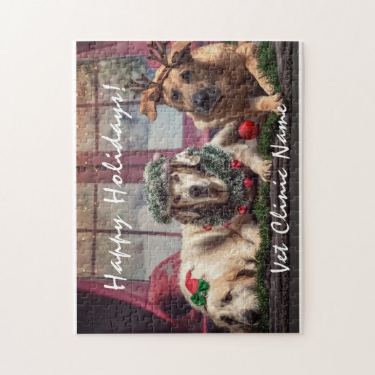 Drei gute Hunde Tierarzt Weihnachten Puzzle (Vertikal)