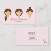 Drei Haarstile Illustration Girly Pink Visitenkarte (Vorne/Hinten)