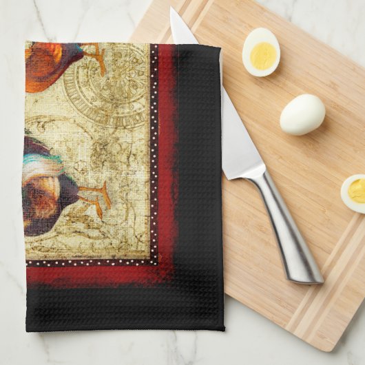 Drei Hähne Handtuch (Viertel Falte)