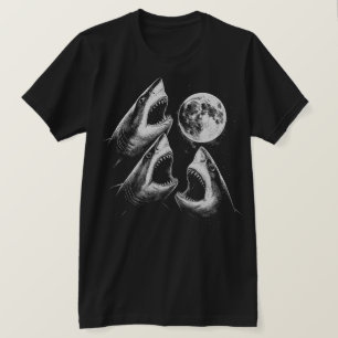 Drei Hai-Mond Lustiger Weißer Hai T-Shirt