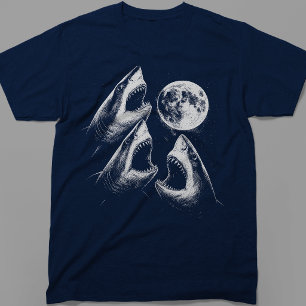 Drei Hai-Mond Lustiger Weißer Hai T-Shirt