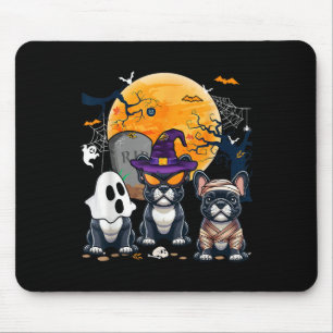 Drei Halloween-Bulldogs Cosplay Hexe Ghos Mousepad
