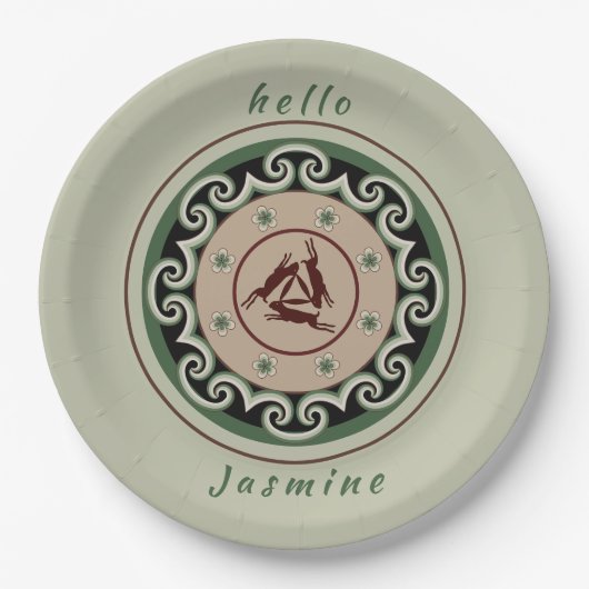 Drei Hasen, die drei Ohren mit ineinander greifen Pappteller (Vorderseite)