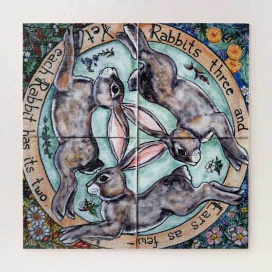 Drei Hasen Hare Chase Circle Woodland Tier Puzzle (Horizontal)