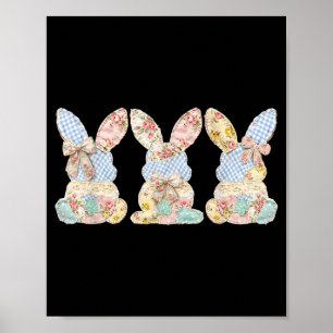 Drei Hasen Patchwork-Kaninchen-Eier Ostertag Coq Poster