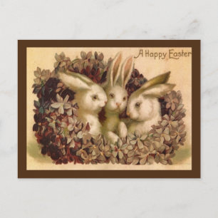 Drei Hasen Vintage-Ostergrußpostkarte Postkarte