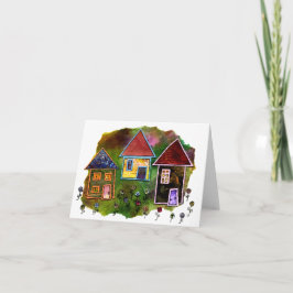 Drei Haus-Collage mit Blumen Karte