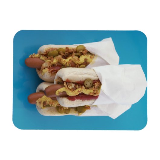 Drei heiße Hunde mit Brötchen Magnet (Horizontal)