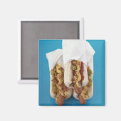 Drei heiße Hunde mit Brötchen Magnet (Vorderseite/Rückseite)