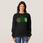 Drei Herz-Kleeblatts Leopard Kariert St Patrick's Sweatshirt (Vorne ganz)