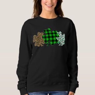 Drei Herz-Kleeblatts Leopard Kariert St Patrick's  Sweatshirt