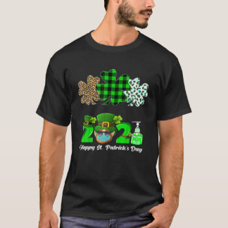 Drei Herz-Kleeblatts Leopard Kariert St Patrick's  T-Shirt