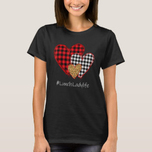 Drei Herzen Buffalo Karo Lunch Lady Valentinstag T-Shirt
