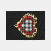 Drei Herzen Buffalo Leopard Karierter Valentinstag Fleecedecke (Vorderseite (Horizontal))